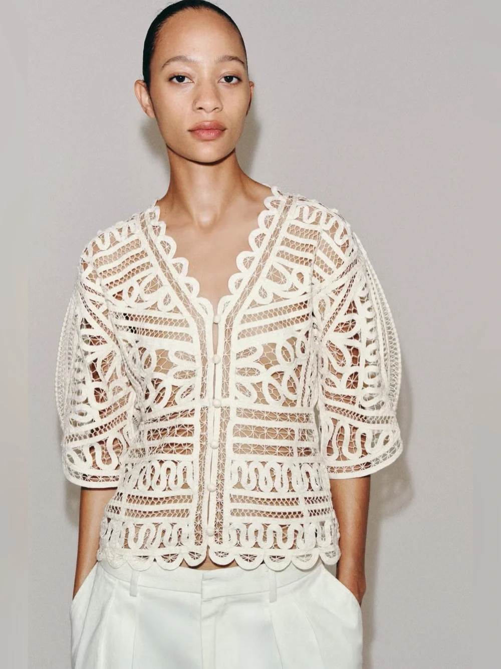 NWT Zara Woman Bloggers Fav ZW COLLECTION CROCHET TOP Size S Small